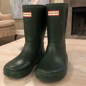 Kids green hunter boots - size 12 for boys + girls